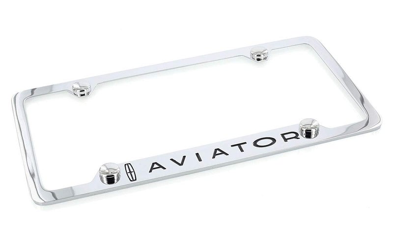 Lincoln Aviator Wordmark Logo Chrome Plated Metal License Plate Frame Holder 4 Hole - Image 4